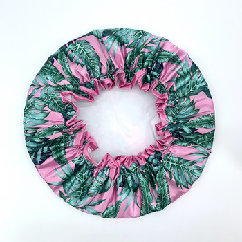 Цифрово отпечатан полиестерен сатениран плат с двоен слой палмови листа шапки за душ