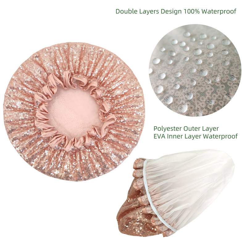 Exceyes luksusa mirdzoša dušas cepure sievietēm - ūdensizturīga, moderna, atkārtoti lietojama dušas cepure gariem matiem