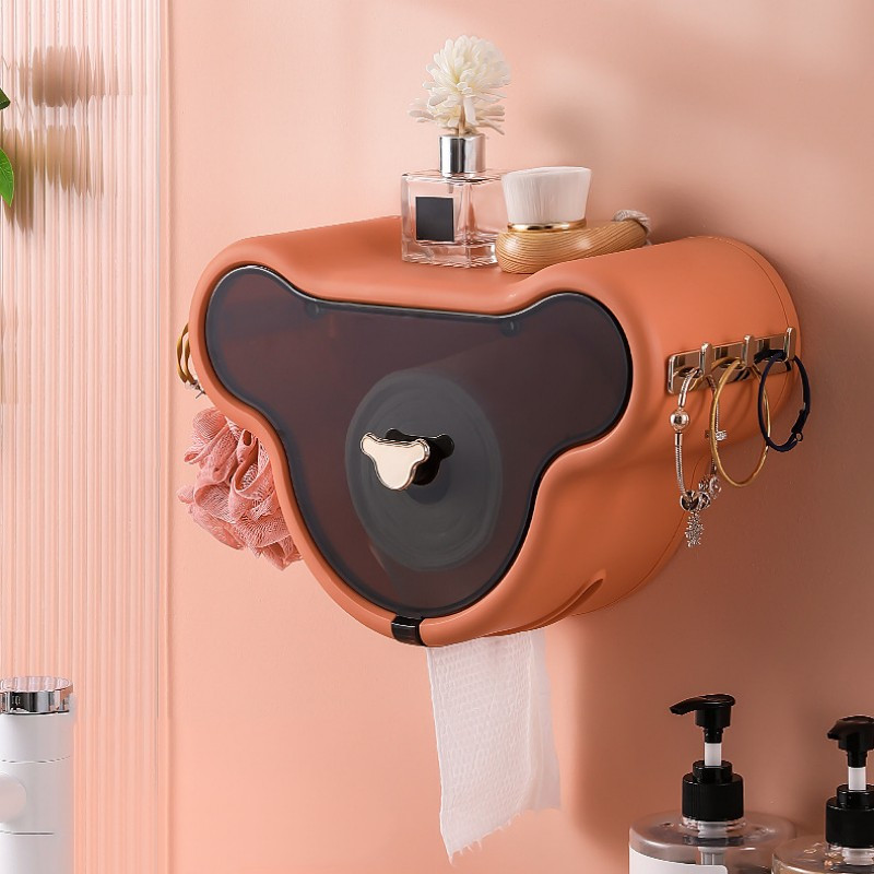 Tualetes salvešu kaste Tualetes papīra turētājs konteiners pie sienas stiprināms veļas lupatiņa uzglabāšanas organizatora kaste Vannas istabas piederumi