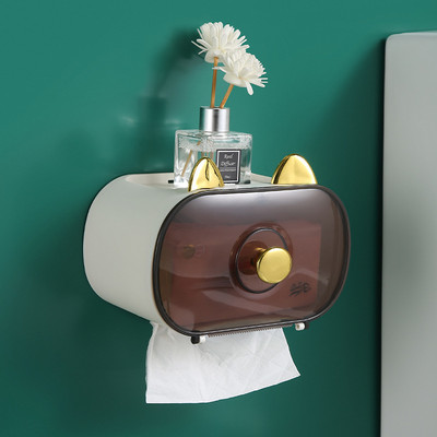 Tualetes papīra turētājs Ūdensnecaurlaidīgs papīra turētājs Sienā stiprināms salvešu turētājs salvešu dozatora daudzfunkcionāla uzglabāšanas kaste