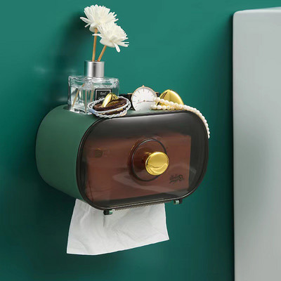 Tualetes papīra turētājs Ūdensnecaurlaidīgs papīra turētājs Sienā stiprināms salvešu turētājs salvešu dozatora daudzfunkcionāla uzglabāšanas kaste