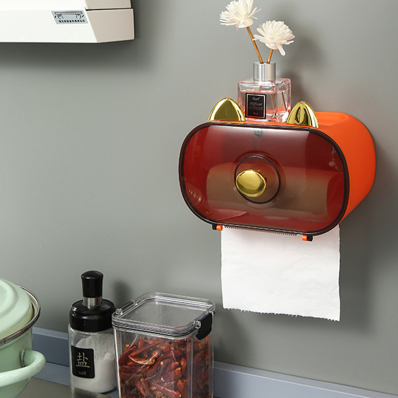 Tualetes papīra turētājs Ūdensnecaurlaidīgs papīra turētājs Sienā stiprināms salvešu turētājs salvešu dozatora daudzfunkcionāla uzglabāšanas kaste