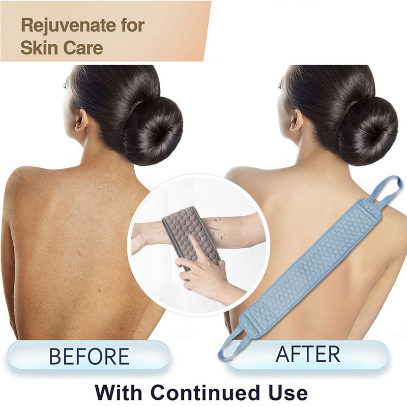 Pīlings muguras skruberis Divpusējs dvieļu dušas birstes vannas josta ar rokturiem Ķermeņa skrubja siksniņa atmirušās ādas tīrīšanas rīks