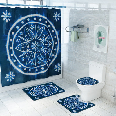 Prostirka za kupaonicu i set vodootpornih zavjesa za tuširanje Kupaonski tepih s ispisom cvijeća Microsoft WC prostirka Set protivkliznih podnih tepiha