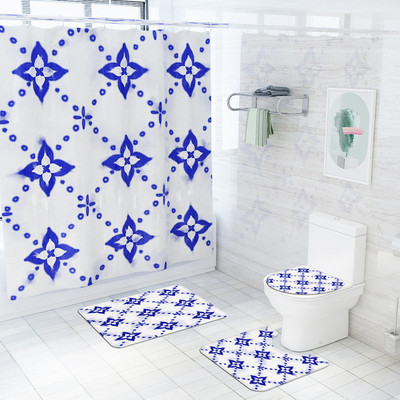 Prostirka za kupaonicu i set vodootpornih zavjesa za tuširanje Kupaonski tepih s ispisom cvijeća Microsoft WC prostirka Set protivkliznih podnih tepiha