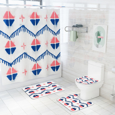 Prostirka za kupaonicu i set vodootpornih zavjesa za tuširanje Kupaonski tepih s ispisom cvijeća Microsoft WC prostirka Set protivkliznih podnih tepiha