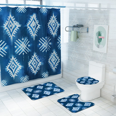 Prostirka za kupaonicu i set vodootpornih zavjesa za tuširanje Kupaonski tepih s ispisom cvijeća Microsoft WC prostirka Set protivkliznih podnih tepiha