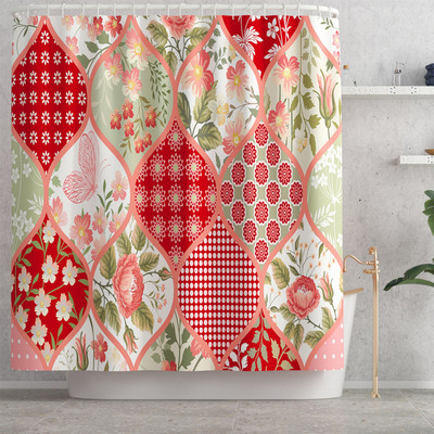 Prostirka za kupaonicu i set vodootpornih zavjesa za tuširanje Kupaonski tepih s ispisom cvijeća Microsoft WC prostirka Set protivkliznih podnih tepiha