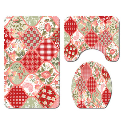 Prostirka za kupaonicu i set vodootpornih zavjesa za tuširanje Kupaonski tepih s ispisom cvijeća Microsoft WC prostirka Set protivkliznih podnih tepiha