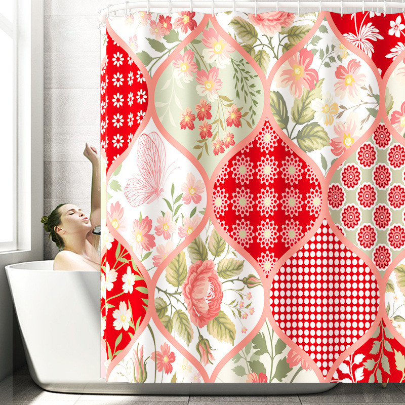 Prostirka za kupaonicu i set vodootpornih zavjesa za tuširanje Kupaonski tepih s ispisom cvijeća Microsoft WC prostirka Set protivkliznih podnih tepiha