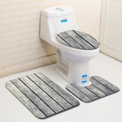 Zeegle 3kom tepiha za kupaonicu Drveni otisci za kupaonicu 3kom prostirki za WC Upijajuće prostirke za kupaonicu Poklopac za WC školjku Otirači