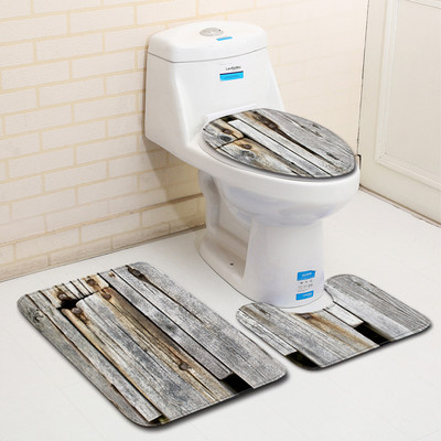 Zeegle 3kom tepiha za kupaonicu Drveni otisci za kupaonicu 3kom prostirki za WC Upijajuće prostirke za kupaonicu Poklopac za WC školjku Otirači