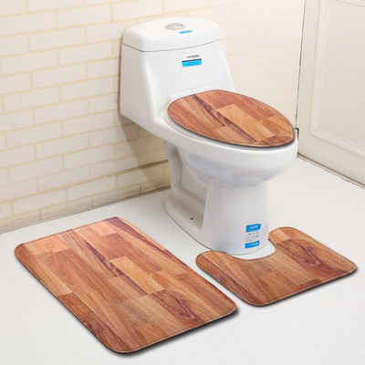 Zeegle 3kom tepiha za kupaonicu Drveni otisci za kupaonicu 3kom prostirki za WC Upijajuće prostirke za kupaonicu Poklopac za WC školjku Otirači