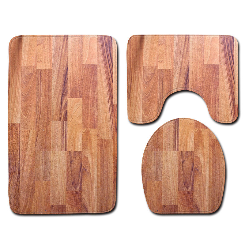 Zeegle 3kom tepiha za kupaonicu Drveni otisci za kupaonicu 3kom prostirki za WC Upijajuće prostirke za kupaonicu Poklopac za WC školjku Otirači