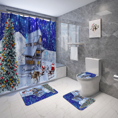 Karikatūra Moderns Ziemassvētku vannas paklājs Vannas istabas paklāju paklāju komplekts Ziemassvētku mājas dekors Tualetes sēdekļa pārklājs Paklājiņš Vannas istabas paklājs