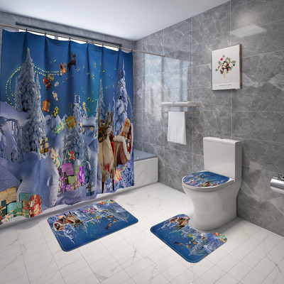 Karikatūra Moderns Ziemassvētku vannas paklājs Vannas istabas paklāju paklāju komplekts Ziemassvētku mājas dekors Tualetes sēdekļa pārklājs Paklājiņš Vannas istabas paklājs