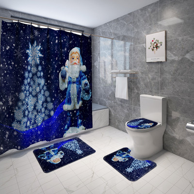 Karikatūra Moderns Ziemassvētku vannas paklājs Vannas istabas paklāju paklāju komplekts Ziemassvētku mājas dekors Tualetes sēdekļa pārklājs Paklājiņš Vannas istabas paklājs