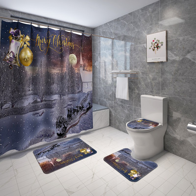 Karikatūra Moderns Ziemassvētku vannas paklājs Vannas istabas paklāju paklāju komplekts Ziemassvētku mājas dekors Tualetes sēdekļa pārklājs Paklājiņš Vannas istabas paklājs