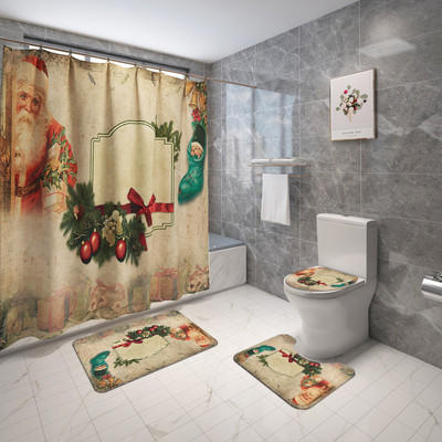 Karikatūra Moderns Ziemassvētku vannas paklājs Vannas istabas paklāju paklāju komplekts Ziemassvētku mājas dekors Tualetes sēdekļa pārklājs Paklājiņš Vannas istabas paklājs