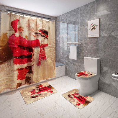 Karikatūra Moderns Ziemassvētku vannas paklājs Vannas istabas paklāju paklāju komplekts Ziemassvētku mājas dekors Tualetes sēdekļa pārklājs Paklājiņš Vannas istabas paklājs