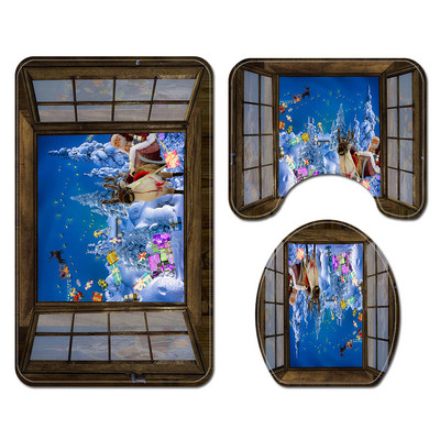 Karikatūra Moderns Ziemassvētku vannas paklājs Vannas istabas paklāju paklāju komplekts Ziemassvētku mājas dekors Tualetes sēdekļa pārklājs Paklājiņš Vannas istabas paklājs