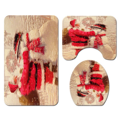 Karikatūra Moderns Ziemassvētku vannas paklājs Vannas istabas paklāju paklāju komplekts Ziemassvētku mājas dekors Tualetes sēdekļa pārklājs Paklājiņš Vannas istabas paklājs