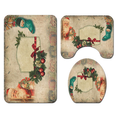 Karikatūra Moderns Ziemassvētku vannas paklājs Vannas istabas paklāju paklāju komplekts Ziemassvētku mājas dekors Tualetes sēdekļa pārklājs Paklājiņš Vannas istabas paklājs