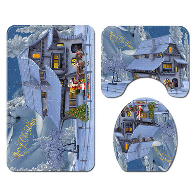 Karikatūra Moderns Ziemassvētku vannas paklājs Vannas istabas paklāju paklāju komplekts Ziemassvētku mājas dekors Tualetes sēdekļa pārklājs Paklājiņš Vannas istabas paklājs