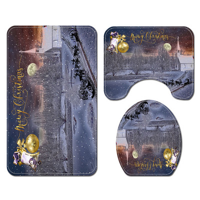 Karikatūra Moderns Ziemassvētku vannas paklājs Vannas istabas paklāju paklāju komplekts Ziemassvētku mājas dekors Tualetes sēdekļa pārklājs Paklājiņš Vannas istabas paklājs