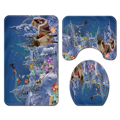 Karikatūra Moderns Ziemassvētku vannas paklājs Vannas istabas paklāju paklāju komplekts Ziemassvētku mājas dekors Tualetes sēdekļa pārklājs Paklājiņš Vannas istabas paklājs