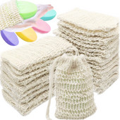 30 gab. ziepju pīlinga maisiņi, dabīgs sizala ziepju saudzētājs, rokām gatavoti ziepju burbuļu maisiņi, pīlinga tīkla ziepju maisiņi ar aukliņu