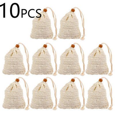 30 gab. ziepju pīlinga maisiņi, dabīgs sizala ziepju saudzētājs, rokām gatavoti ziepju burbuļu maisiņi, pīlinga tīkla ziepju maisiņi ar aukliņu