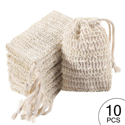 30 gab. ziepju pīlinga maisiņi, dabīgs sizala ziepju saudzētājs, rokām gatavoti ziepju burbuļu maisiņi, pīlinga tīkla ziepju maisiņi ar aukliņu