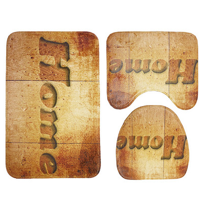 Zeegle koka dēļu apdruka tualetes vannas paklāja komplekts pretslīdošs grīdas paklājs vannas istabai ūdeni absorbējoši vannas istabas paklāji