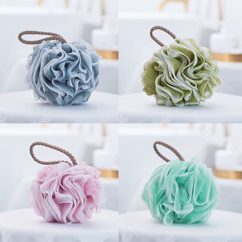 1Gb Ķermeņa pīlinga rīki Vannas bumba PE dušas bumbiņas Mīkstas vannas dvieļu skruberis Ķermeņa tīrīšanas tīkls Vannas istabas piederumi