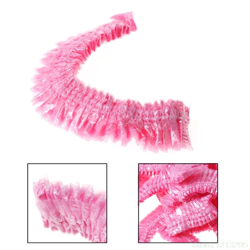 100 Gb caurspīdīgas vienreizējās lietošanas frizētava dušas cepures elastīgas ūdensnecaurlaidīgas peldcepures W215