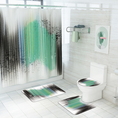 3D-printimine Vannitoa vaipvaip Vannimatt ja dušikardina komplekt Imav U-kujuline WC-vaip Libisemisvastane jalamatt WC-matt