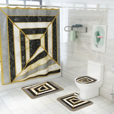 3D-printimine Vannitoa vaipvaip Vannimatt ja dušikardina komplekt Imav U-kujuline WC-vaip Libisemisvastane jalamatt WC-matt