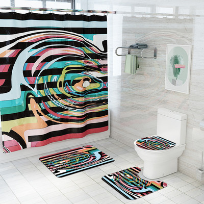 3D-printimine Vannitoa vaipvaip Vannimatt ja dušikardina komplekt Imav U-kujuline WC-vaip Libisemisvastane jalamatt WC-matt