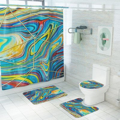 3D-printimine Vannitoa vaipvaip Vannimatt ja dušikardina komplekt Imav U-kujuline WC-vaip Libisemisvastane jalamatt WC-matt