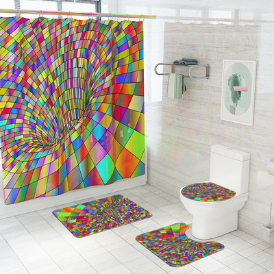 3D-printimine Vannitoa vaipvaip Vannimatt ja dušikardina komplekt Imav U-kujuline WC-vaip Libisemisvastane jalamatt WC-matt