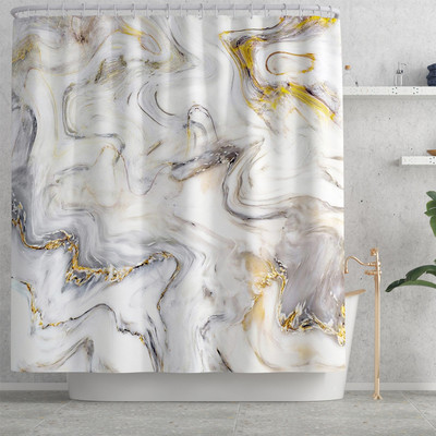 Vannas paklājiņš un ūdensnecaurlaidīgs dušas aizkaru komplekts ar marmora apdruku Tualetes paklāju komplekts Absorbējošs U-veida tualetes paklājs Pretslīdošs grīdas paklāja paklājs