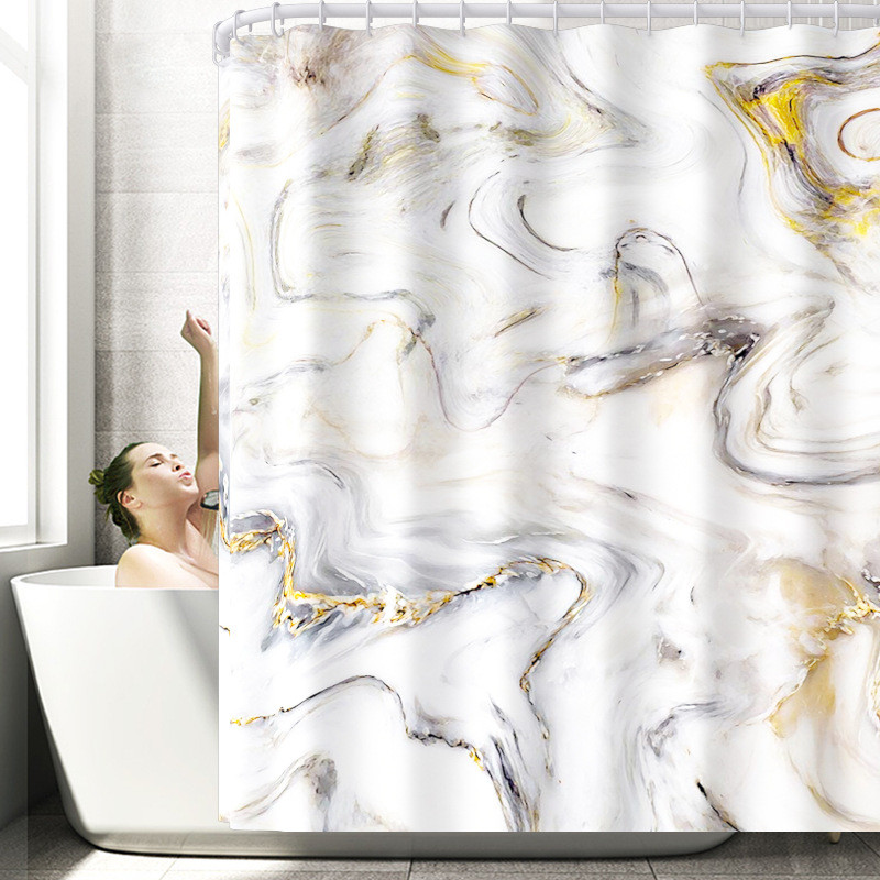 Vannas paklājiņš un ūdensnecaurlaidīgs dušas aizkaru komplekts ar marmora apdruku Tualetes paklāju komplekts Absorbējošs U-veida tualetes paklājs Pretslīdošs grīdas paklāja paklājs