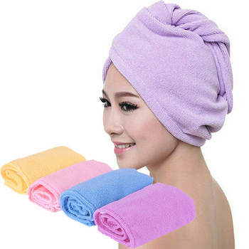 Υφασμάτινη πετσέτα για στεγνά μαλλιά Πετσέτα μπάνιου με μικροΐνες γρήγορο στέγνωμα τουρμπάνι σούπερ απορροφητικό γυναικείο καπάκι μαλλιών με πάχυνση κουμπιού