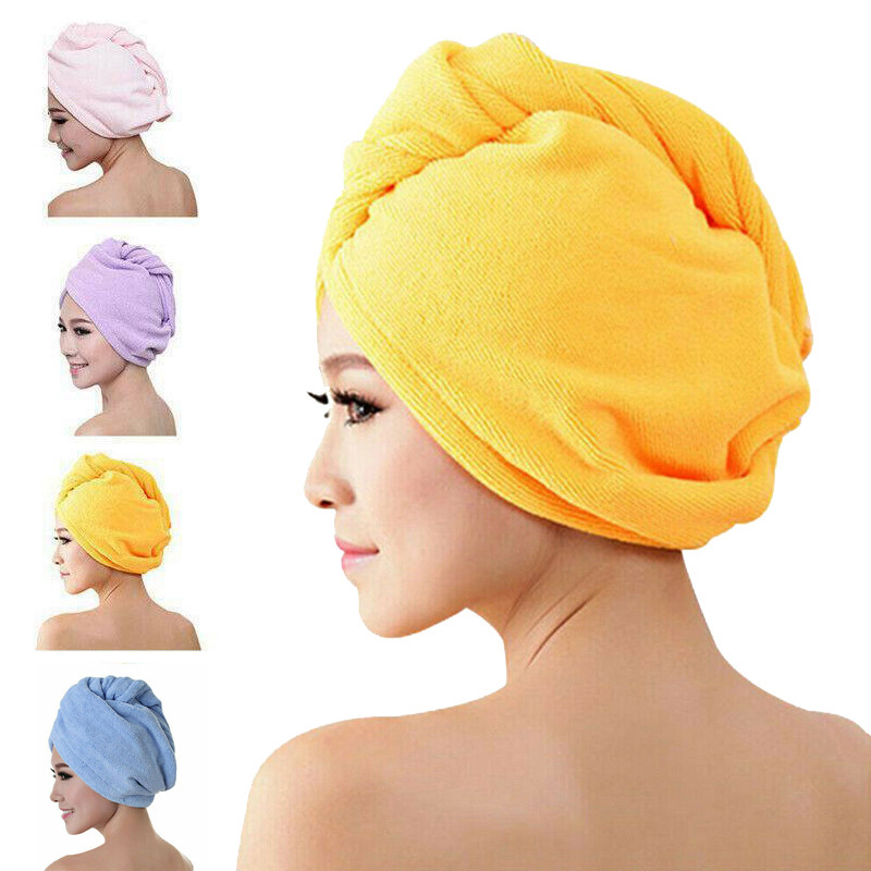 Ručnik od tkanine za kosu Suha kosa Ručnik za kupanje Turban od mikrovlakana koji se brzo suši Super upijajuća ženska kapa za kosu s gumbom za zgušnjavanje