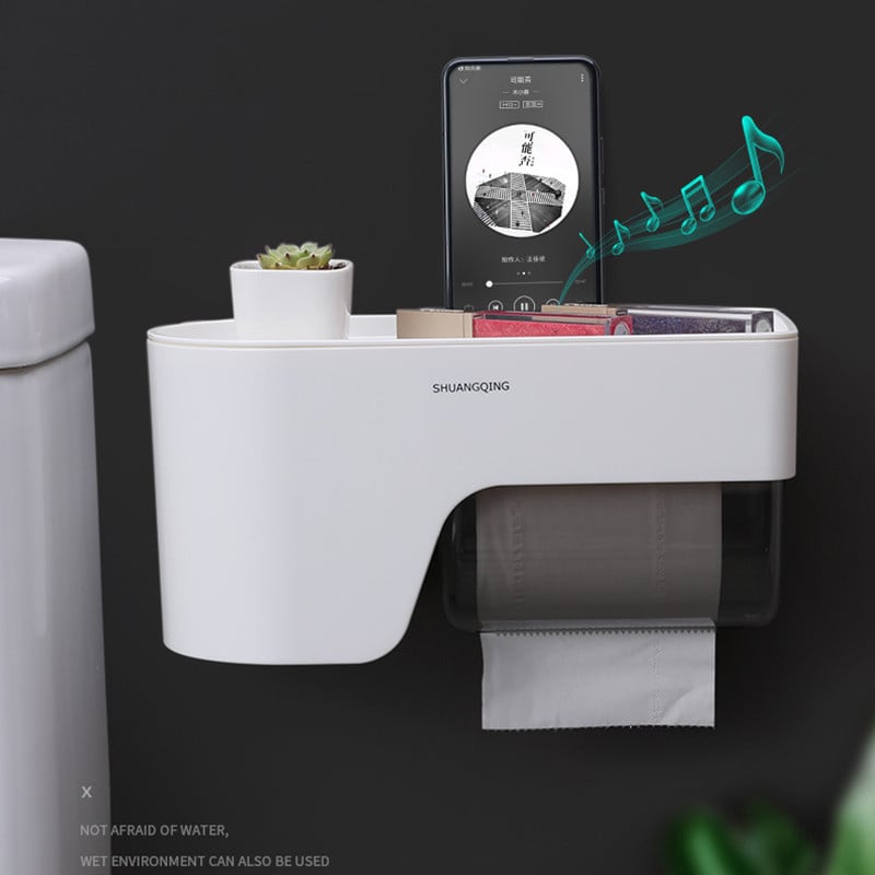 GURET Vodootporna kutija za maramice s organizatorom vrećice za smeće Višenamjenski dozator papira u roli WC Kupaonski pribor bez bušenja