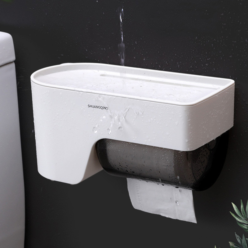 GURET Vodootporna kutija za maramice s organizatorom vrećice za smeće Višenamjenski dozator papira u roli WC Kupaonski pribor bez bušenja