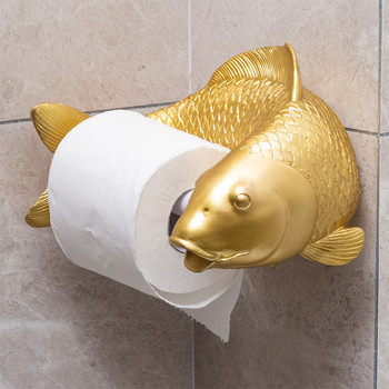 Държач за тоалетна хартия от смола Стенен монтиран във формата на риба Симпатична закачалка за домашни кърпички Скоба Аксесоари