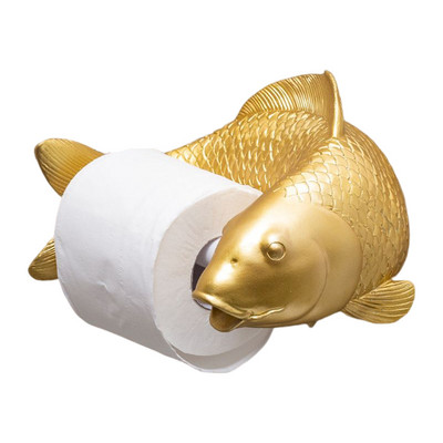 Sveķu tualetes papīra turētājs Pie sienas stiprināma zivs forma Jauki bez perforatoriem Mājas salvetes pakaramo statīvu kronšteinu piederumi