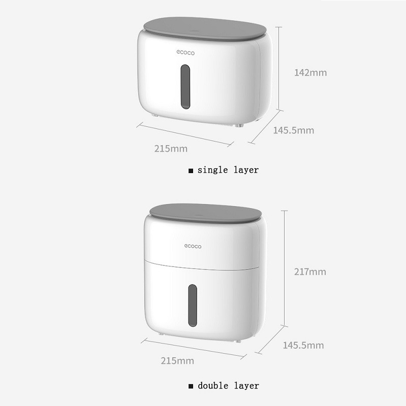 Divu slāņu tualetes papīra turētājs, ūdensnecaurlaidīgs daudzfunkcionāls salvešu kaste, sienas stiprinājums rullopapīra statīvs, pārnēsājams tualetes ruļļu dozators